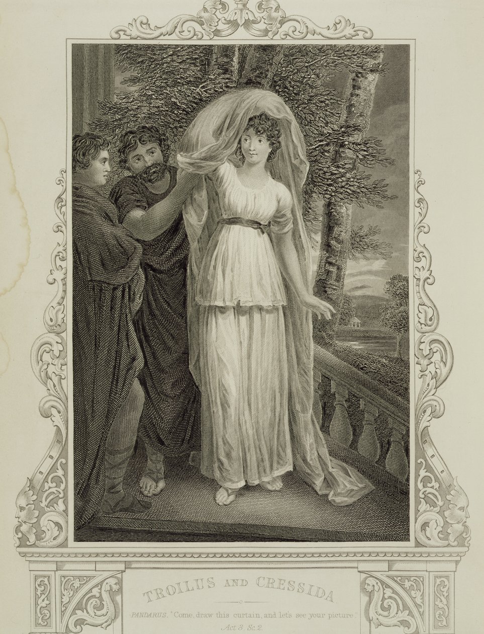 Ilustrace z Troilus a Cressida, dějství III, scéna 2, od Williama Shakespeara (1564-1616) od English School