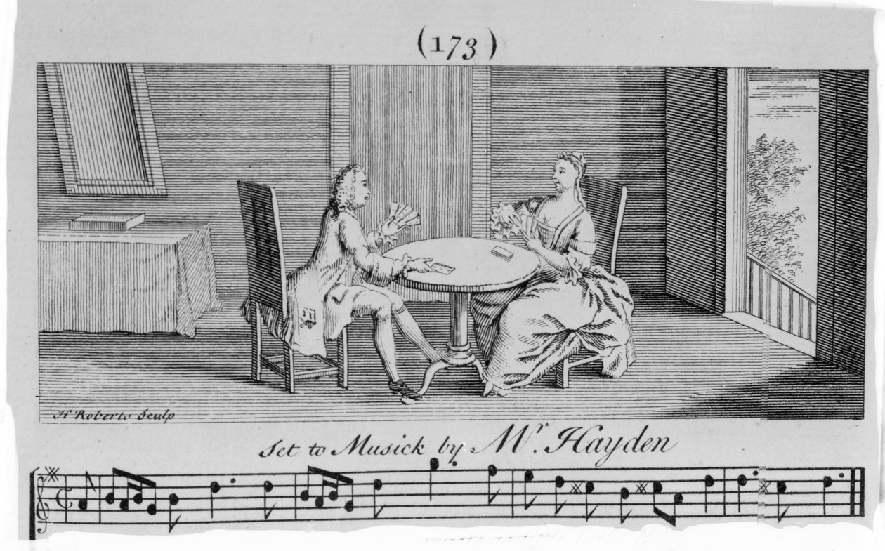 Ilustrace k notám od Josepha Haydna, vyryla H. Roberts od English School
