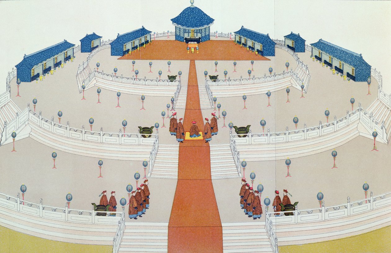 Císařské uctívání Shangti na nebeském oltáři v Pekingu, ilustrace z Říše středu od Samuela Wellse Williamse (1812-84) 1883 od English School