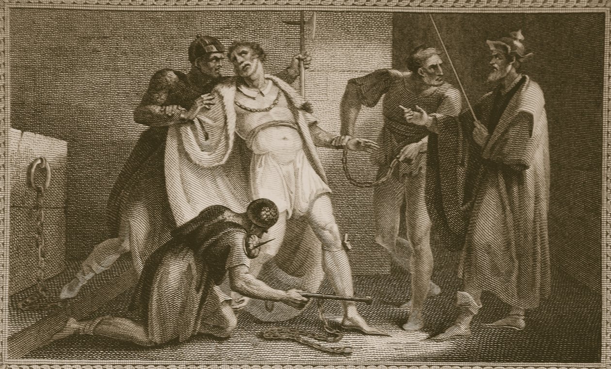 Imprisonment of Stephen, ilustrace od Davida Humese Historie Anglie, hospoda. od R. Bowyera, Londýn, 1812 od English School