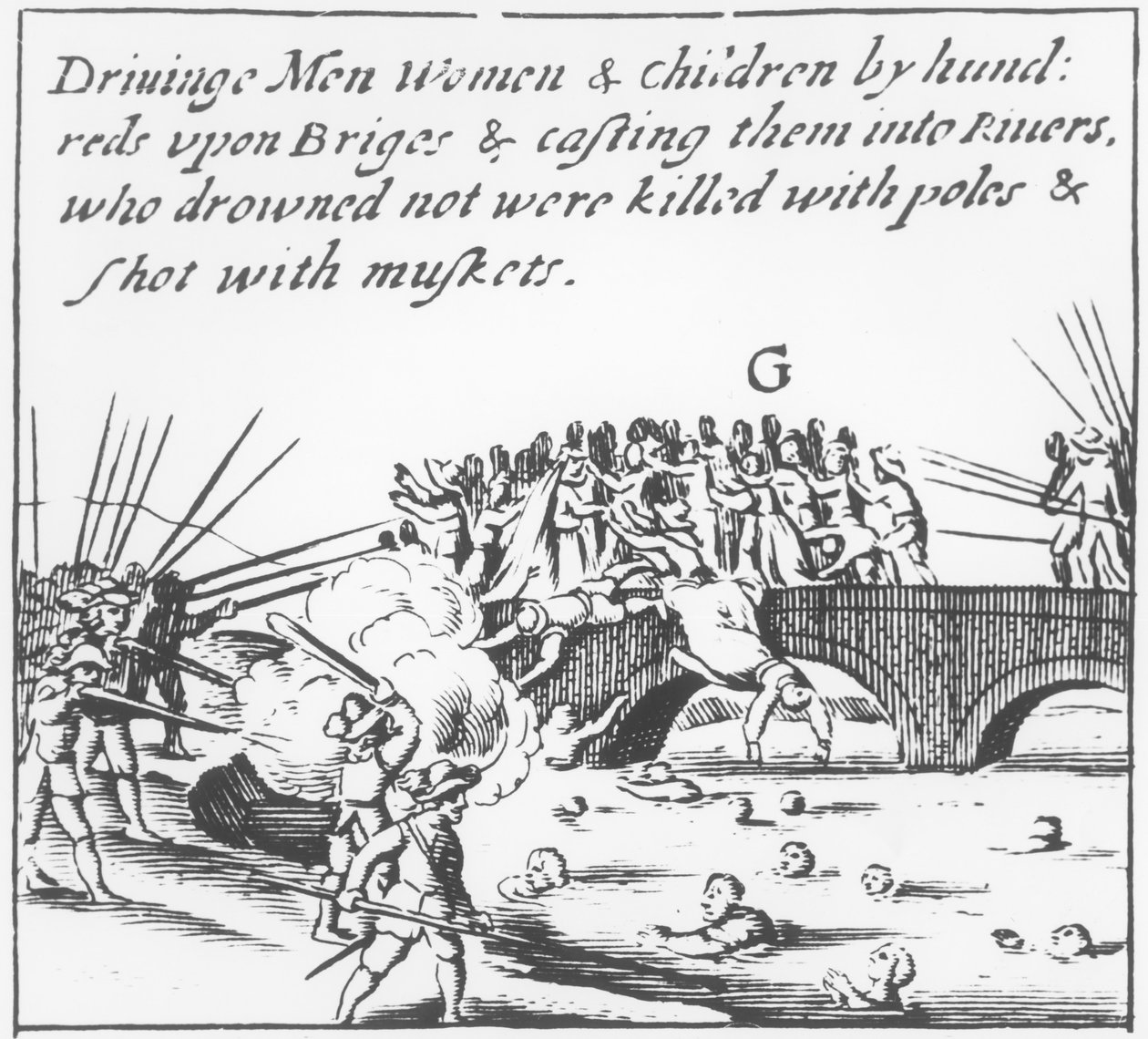 Incident během Tyronova povstání v Portadown, v letech 1641-42 od English School