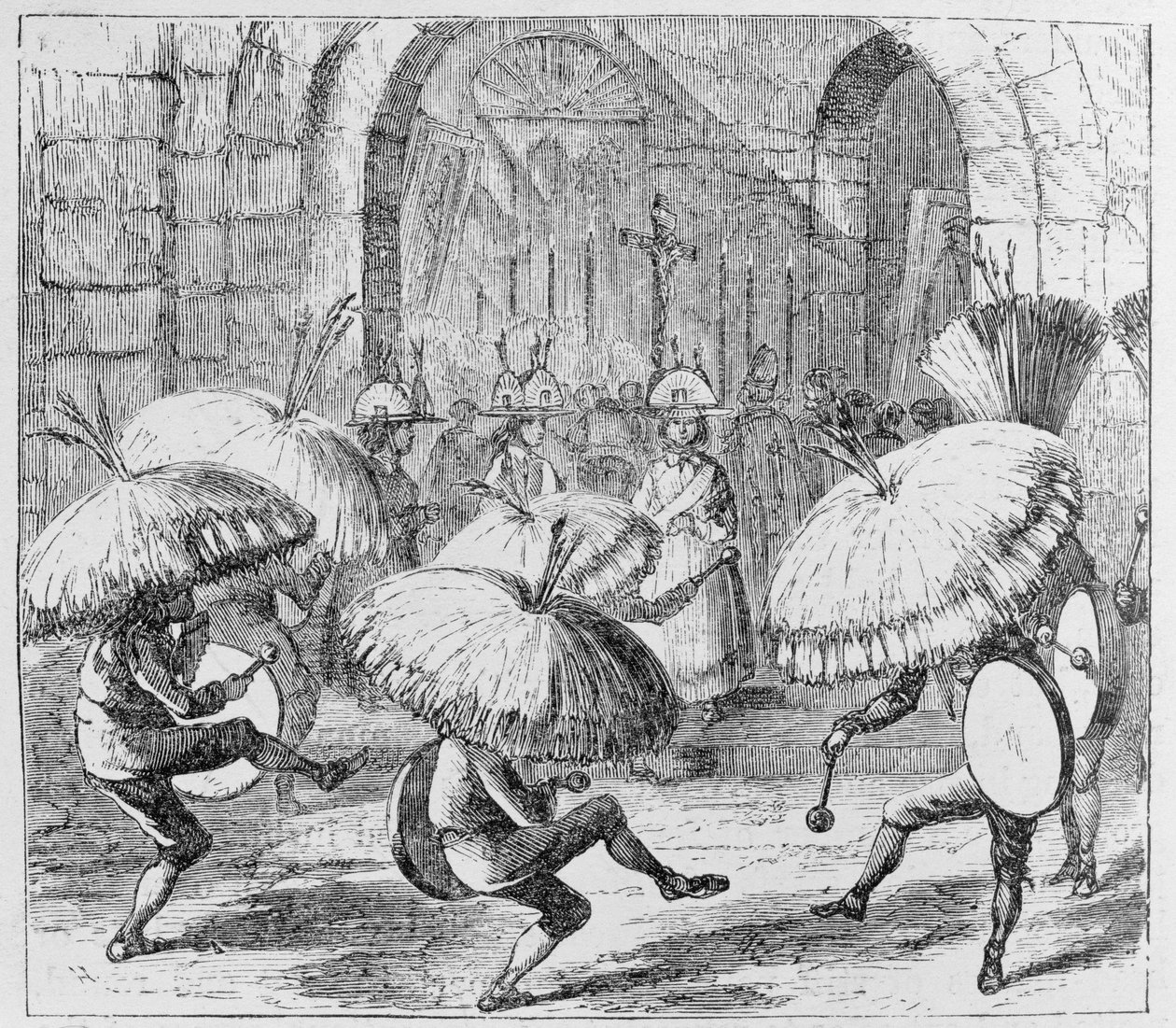 Indiáni oslavující svátek Chuno neboli bramborový festival, Tiahuanaco, Bolívie, z knihy „Incidents of Travel and Exploration in the Land of the Incas“ od E. George Squiera, hospoda. v roce 1878 od English School