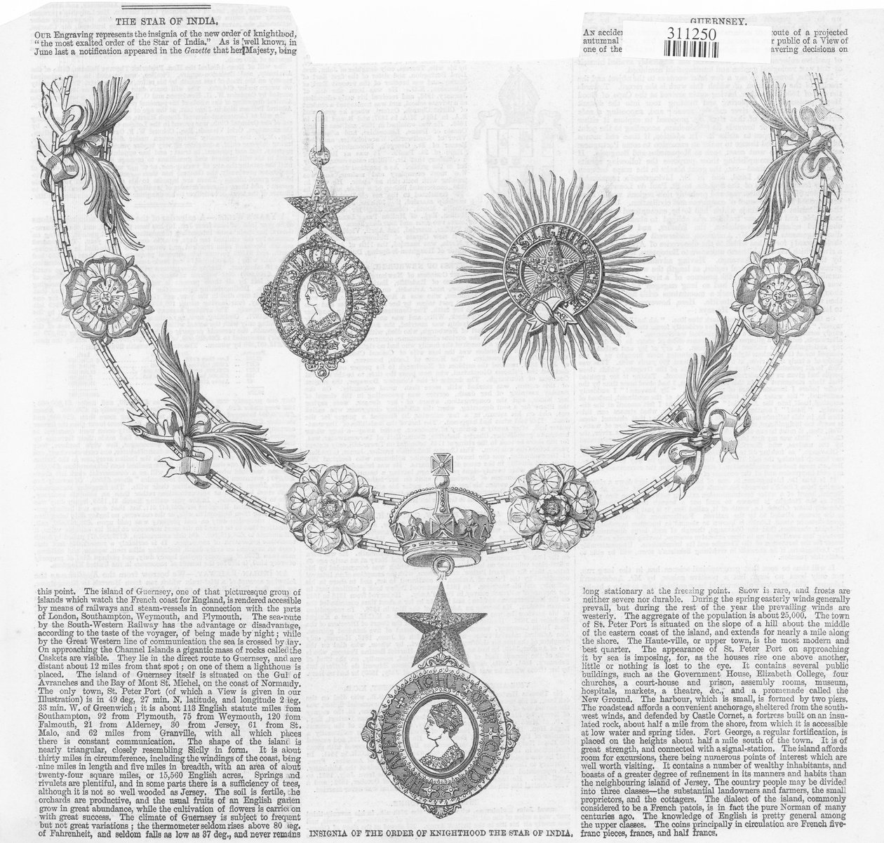 Insignie rytířského řádu The Star of India, z The Illustrated London News od English School