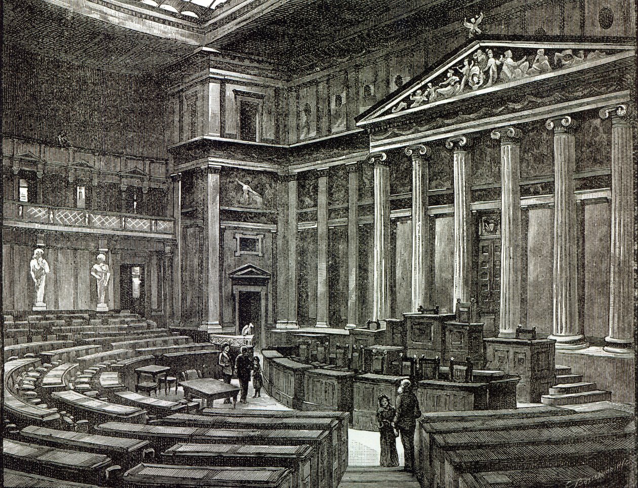 Interiér budov parlamentu, Vídeň, z „Hodiny volného času“, 1891 od English School