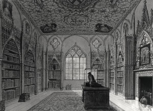 Interiér Strawberry Hill (litho) černobílá fotografie) od English School