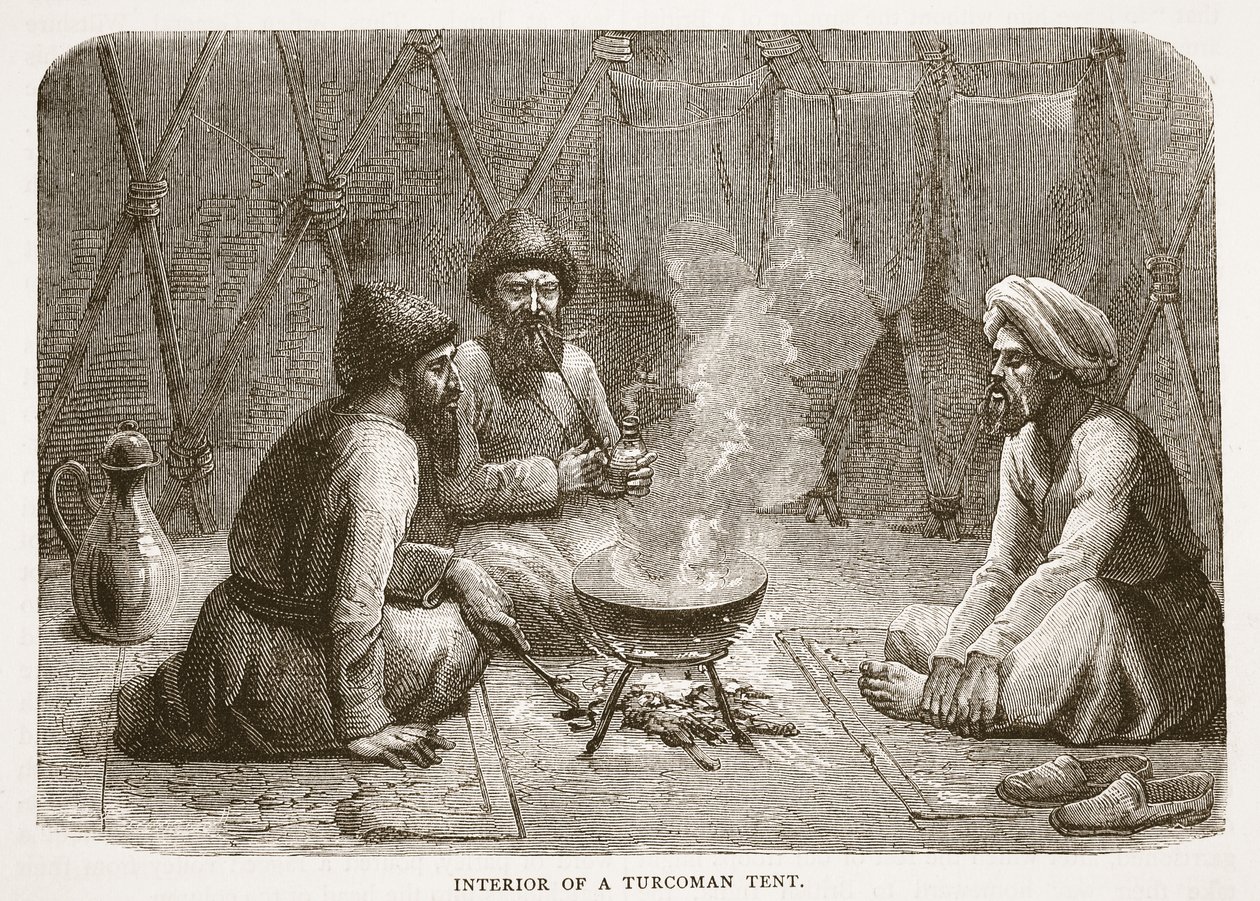 Interiér turkomanského stanu, ilustrace z Cassells Illustrated History of England od English School