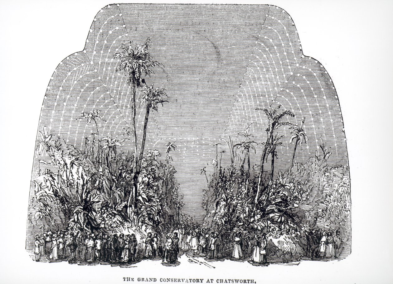 Interiér Velké zimní zahrady v Chatsworthu, 1843 od English School