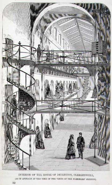 Interiér domu detence, Clerkenwell, z „The Criminal Prisons of London and Scenes of Prison Life“ od Henryho Mayhewa (1812-87) a Johna Binna od English School