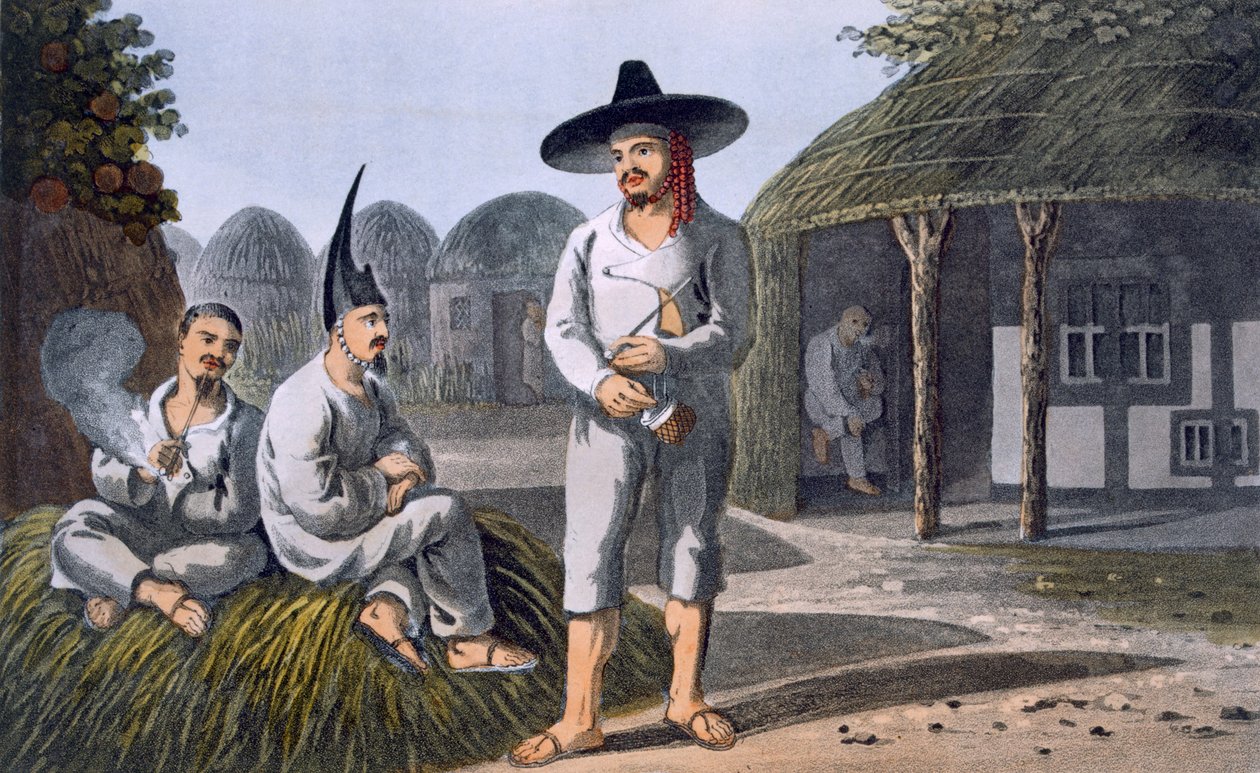 Islanders of Sir James Halls Group, 1820 (barevná akvatinta) od English School