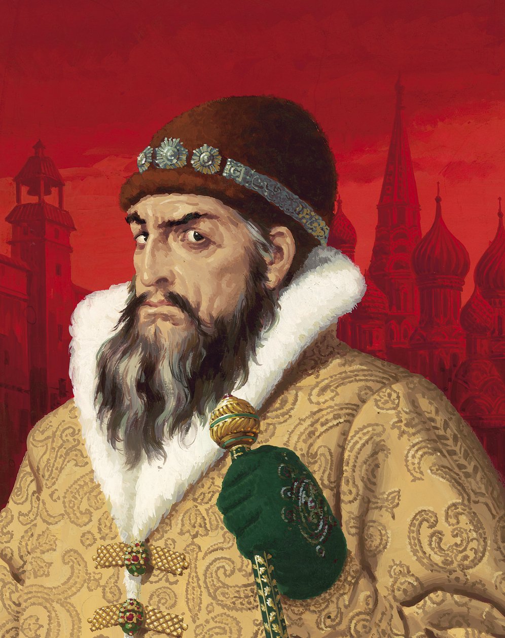 Ivan Hrozný (1530-84) (kvaš na papíře) od English School