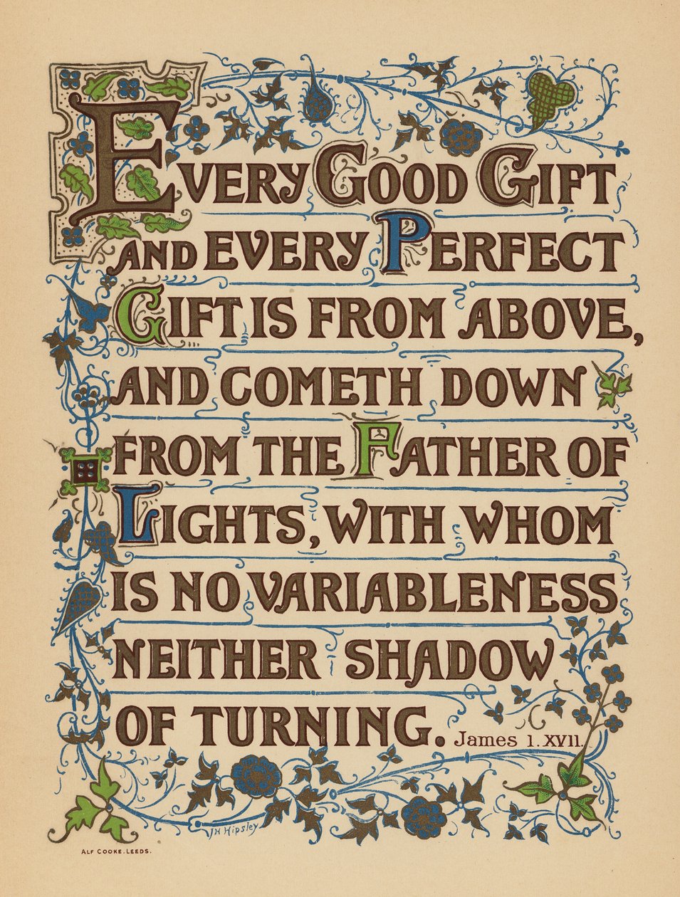 Jakub 1:17 (barevná litografie) od English School