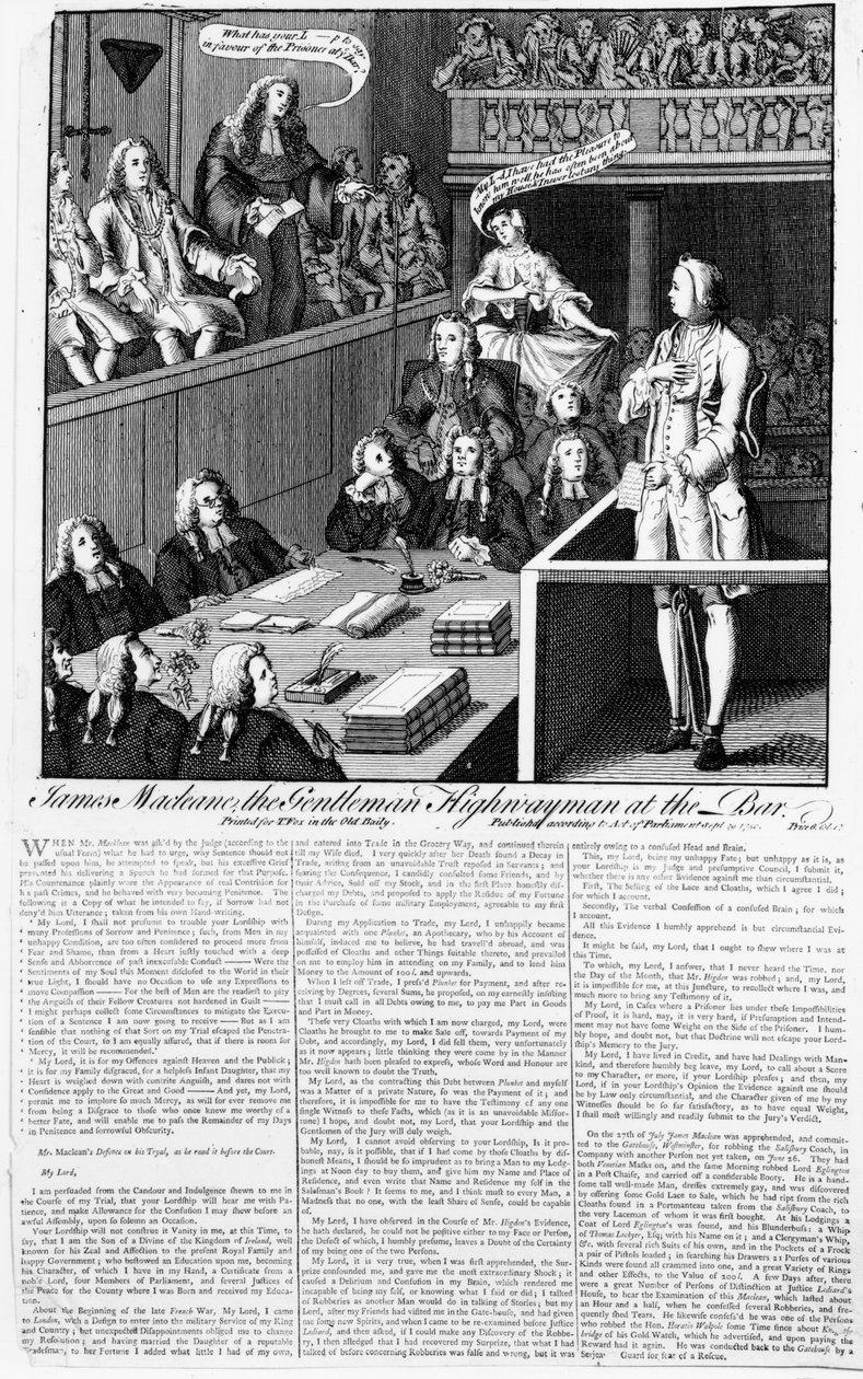 James Macleane Gentleman Highwayman v baru, 1750 od English School