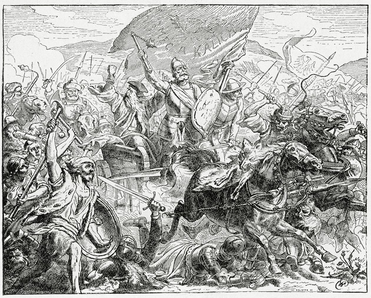 Jan Žižka na vítězné straně v bitvě u Grunwaldu v roce 1410, 1882 od English School