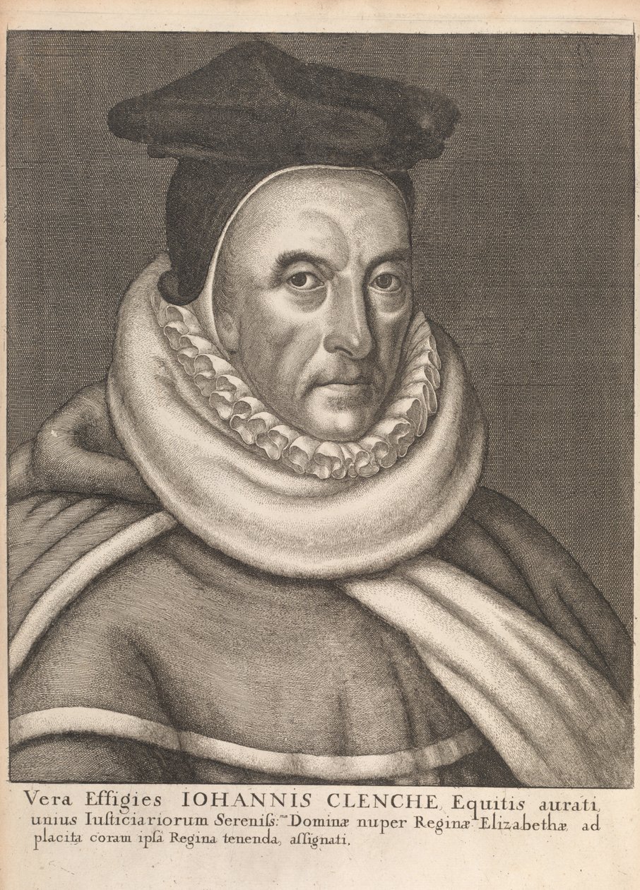 John Clenche, z Historical Memorials of the English Laws od Williama Dugdalea, Londýn 1666 od English School