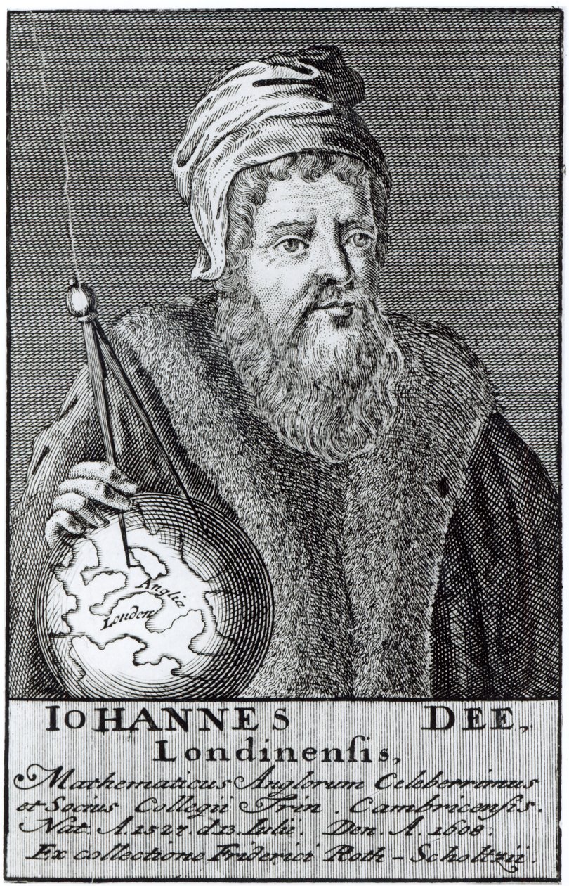John Dee (1527-1608) Londýňan (rytina) (bundw foto) od English School