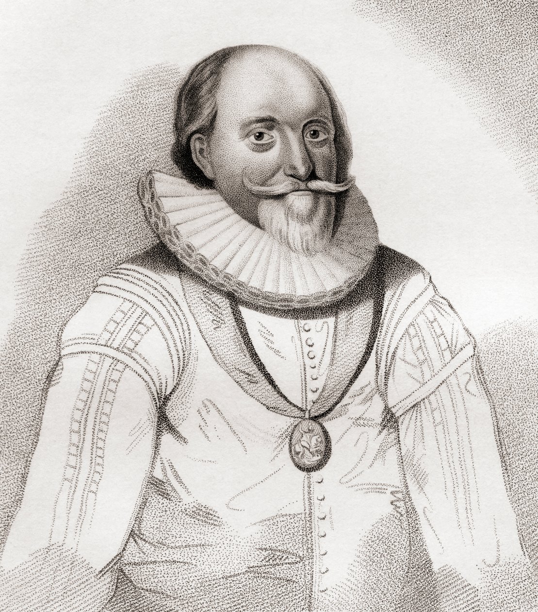 John Erskine, 2./19. hrabě z Mar, kolem 1558 1634. skotský politik. Z Iconographia Scotica nebo Portréty slavných Skotska, publikoval 1797. od English School