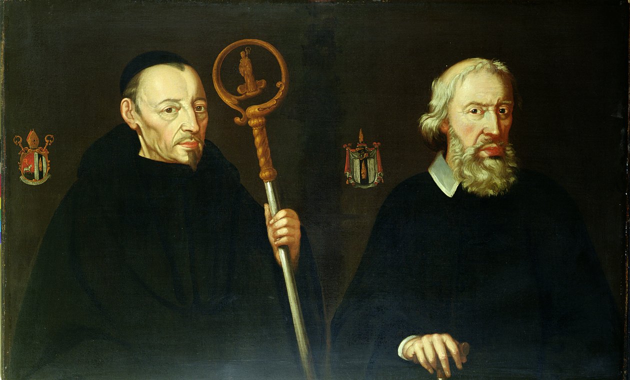 John Placid (1599-1681) a jeho bratr Sir Thomas Gascoigne, 2. Baronet (asi 1593-1686) (olej na plátně) od English School
