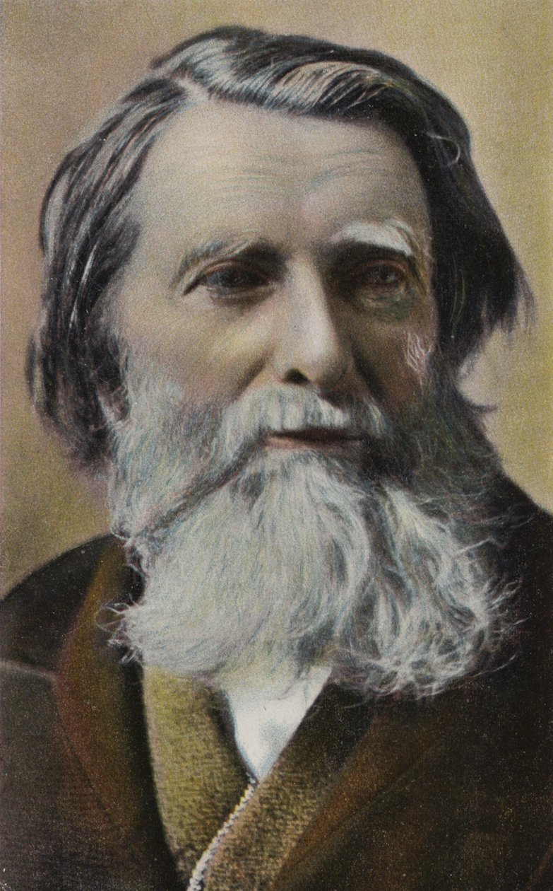 John Ruskin (1819-1900), anglický spisovatel, umělecký kritik, umělec a sociální myslitel (barevná litografie) od English School