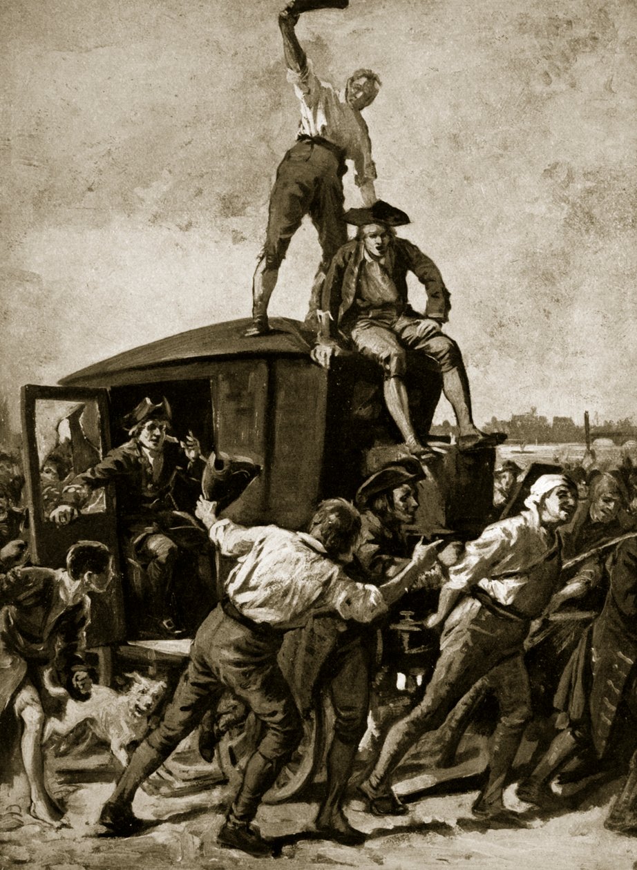 John Wilkes propuštěn londýnským davem, 1768, ilustrace z Hutchinsonovy Historie britského národa, cca 1923 od English School