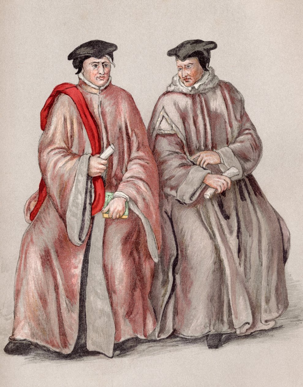 Soudci ve svých talárech za vlády Alžběty I., z „Krátké historie anglického lidu“ od J. R. Greena, vydané v roce 1893 od English School