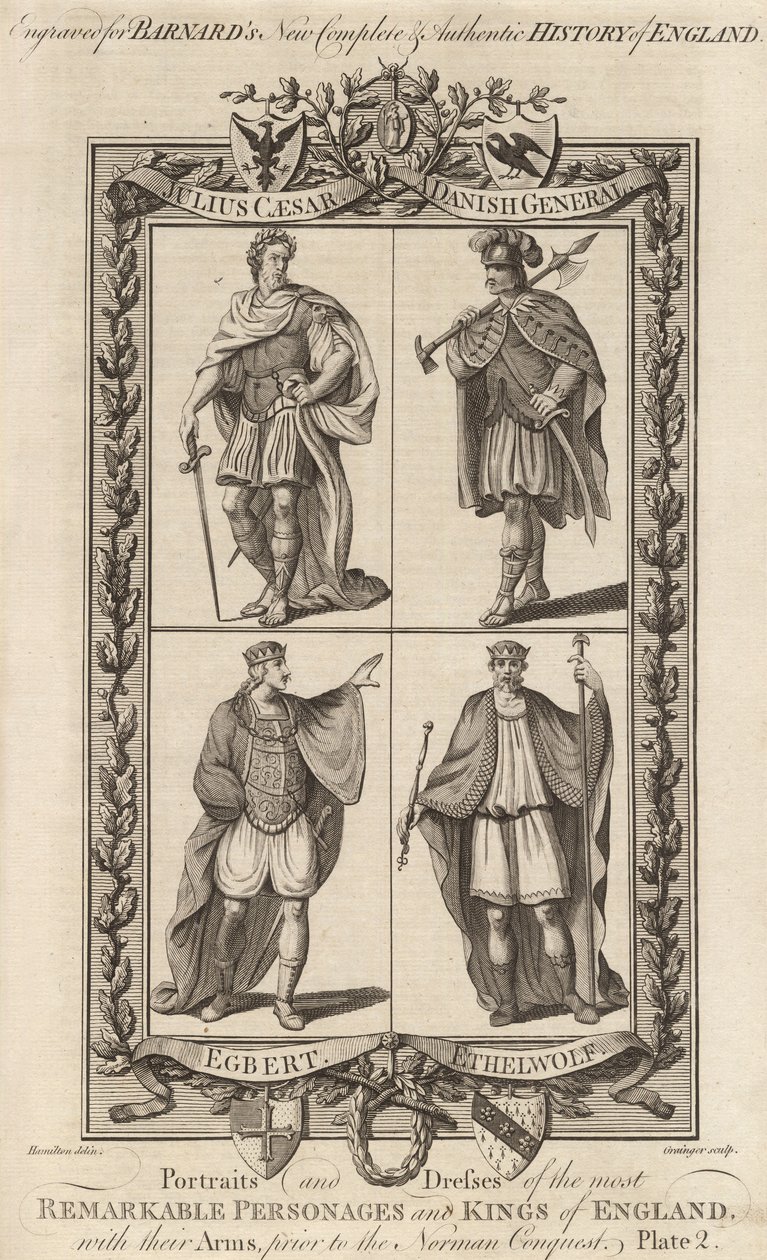 Julius Cesar, dánský generál, Egbert a Ethelwolf, ilustrace z 