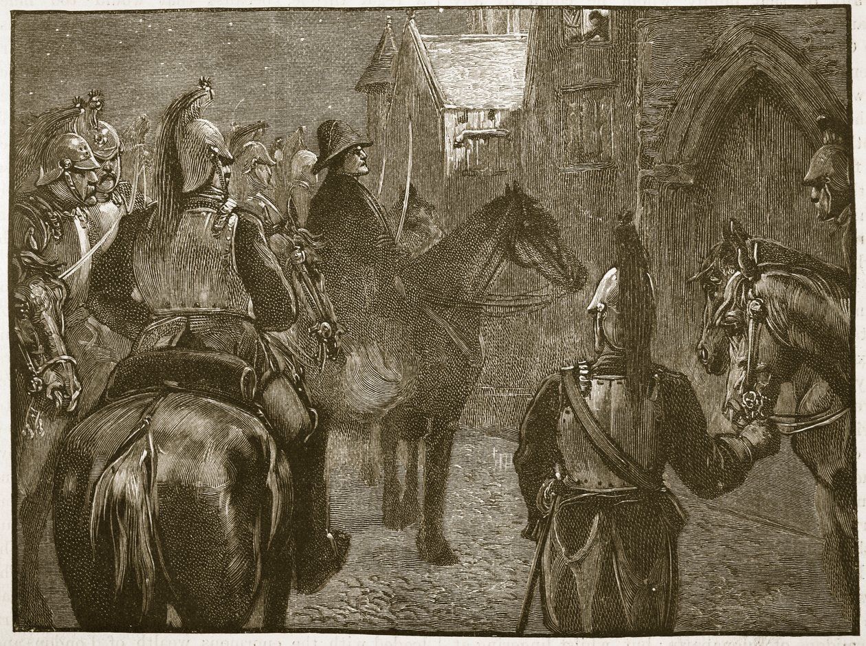 Únos vévody Děnghiena, 1804, ilustrace z Cassells Illustrated History of England (sépiová fotografie) od English School