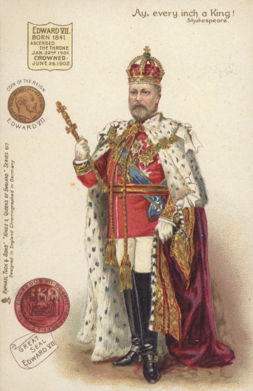 Král Edward VII (barevná litografie) od English School