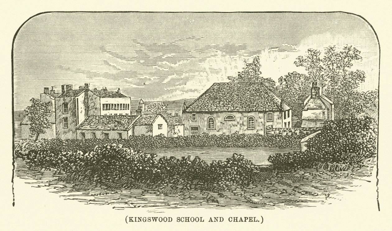 Škola a kaple Kingswood (rytina) od English School