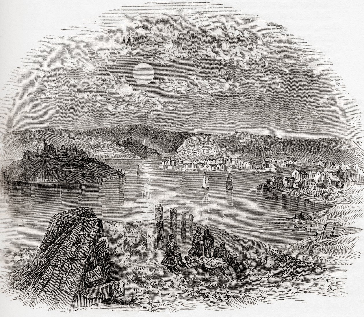 Kinsale, hrabství Cork, Irsko v 19. století, ze staré Anglie: Vyd. 1847 od English School