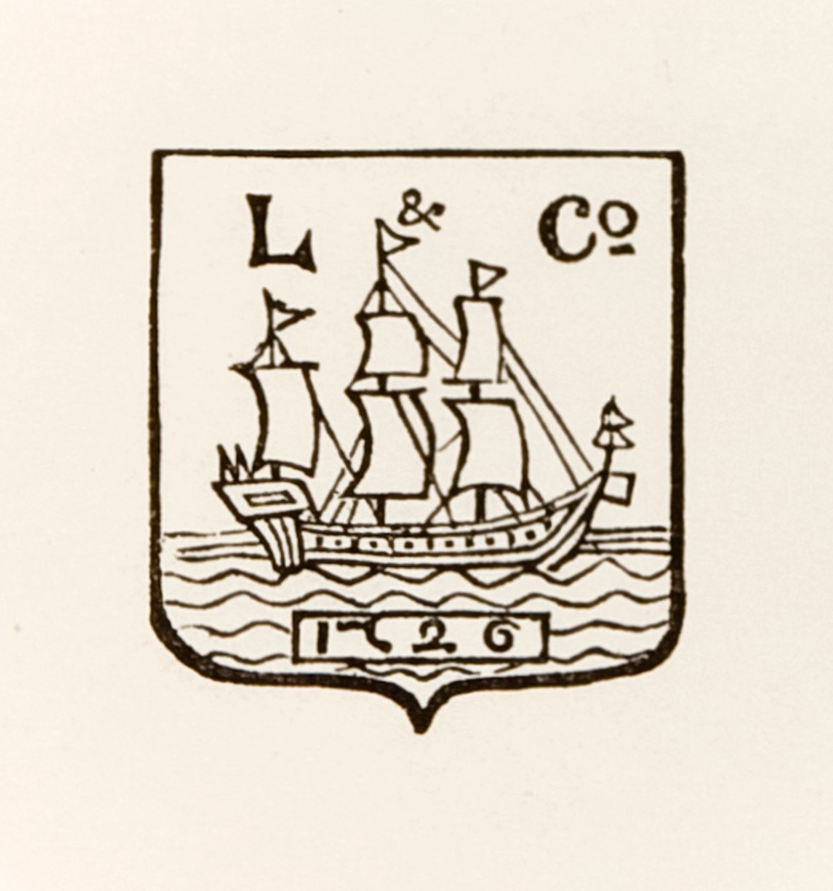 Logo L & Co Ship 1726 používané společností Longmans Green and Company od English School