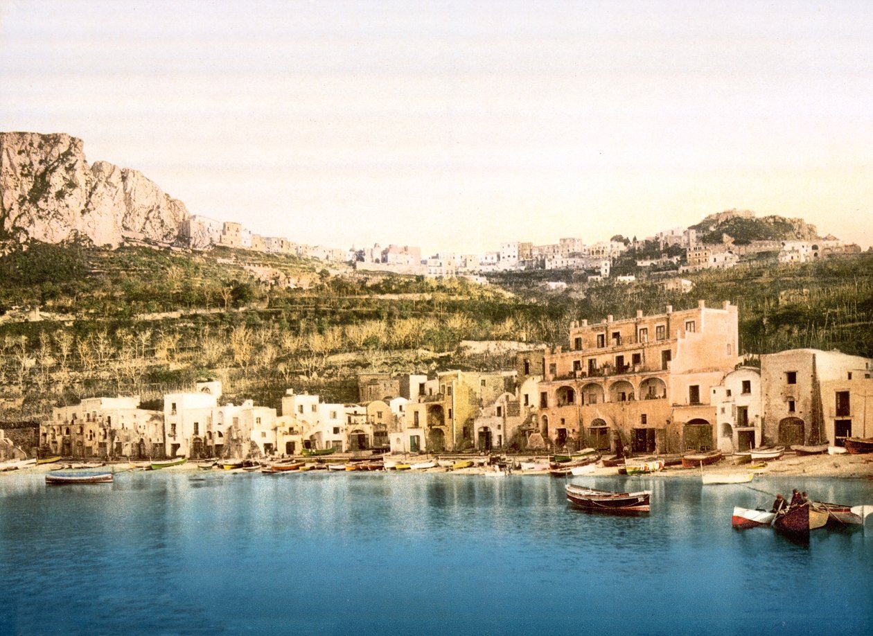 Marina Grande a Capri (ručně kolorovaná fotografie) od English School