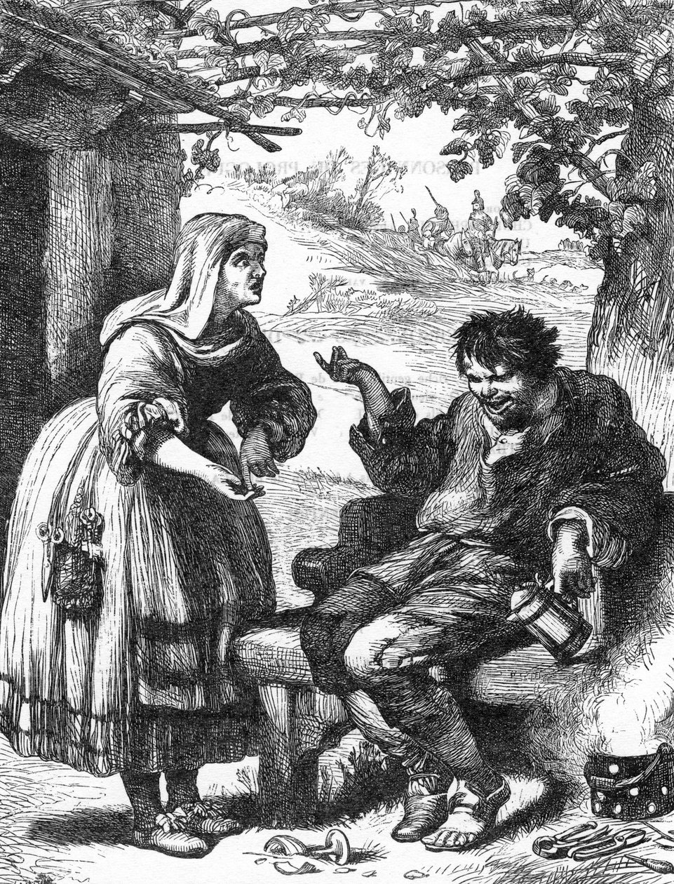 La Megere krotká (Zkrocení zlé ženy) - Ilustrace v „“ Díla dokončena Williamem Shakespearem“““ 1866 – Ilustrace a obecná forma tohoto vydání jsou vypůjčeny z Cassellova ilustrovaného Shakespeara, vydaného v Londýně od English School