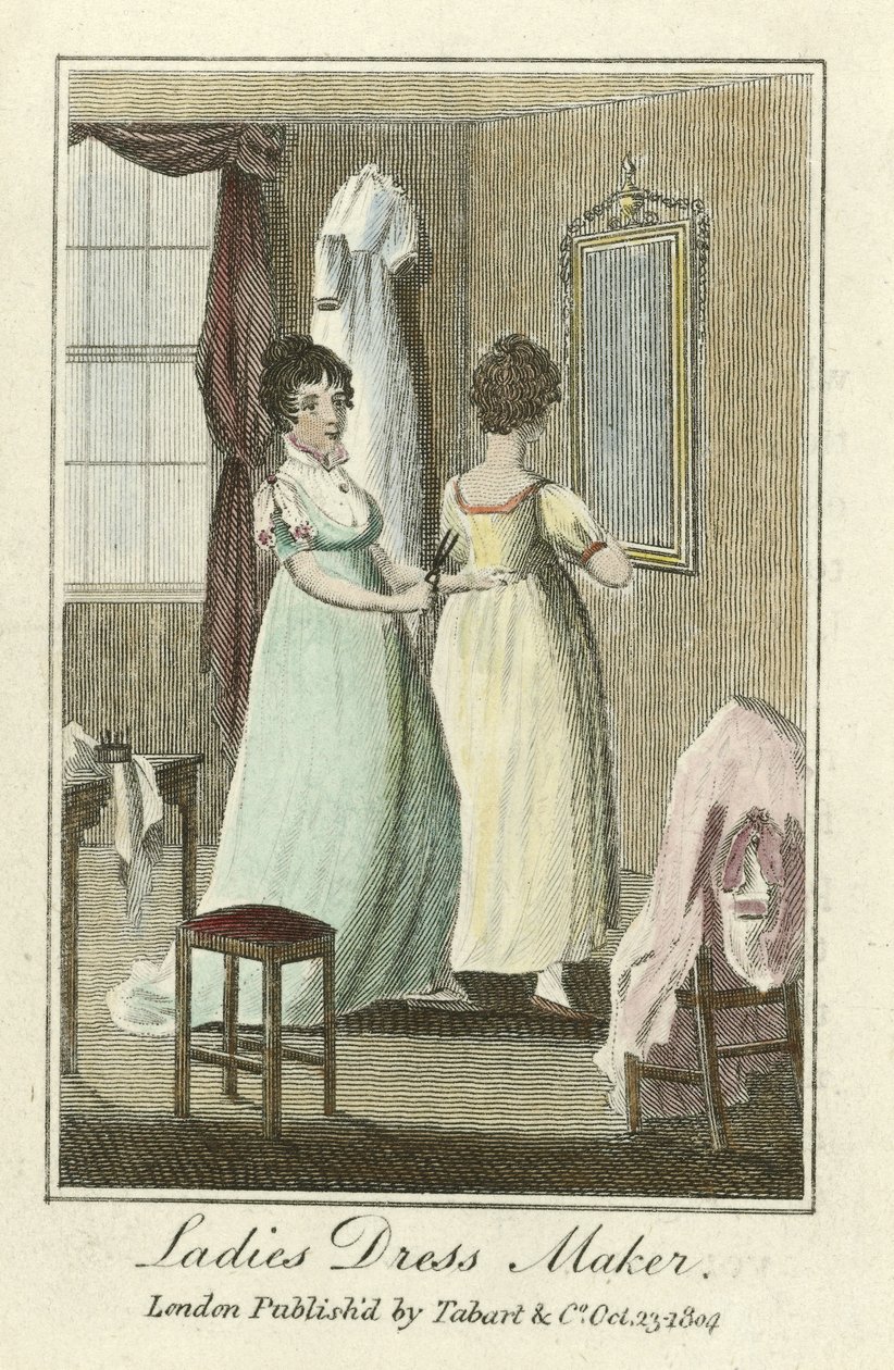 Dámské šaty, hospoda. 1804 (ručně kolorovaná rytina) od English School
