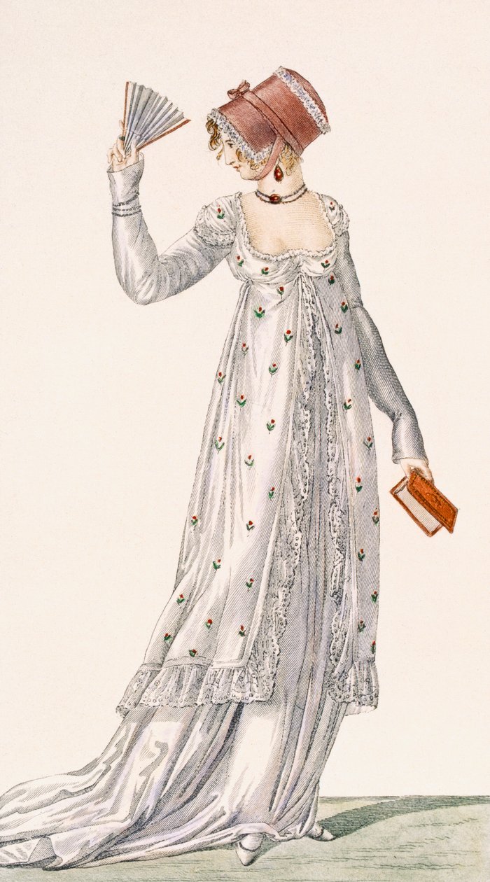 Dámské večerní šaty, módní deska z Ackermanns Repository of Arts, pub. 1814 od English School