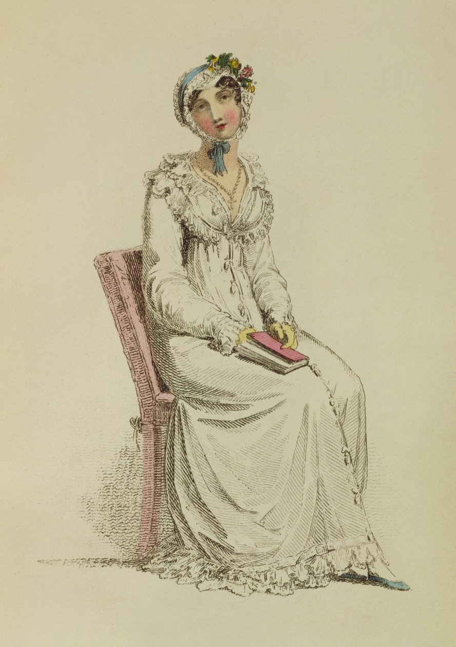 Dámské ranní šaty, módní deska z Ackermanns Repository of Arts, 1815 od English School