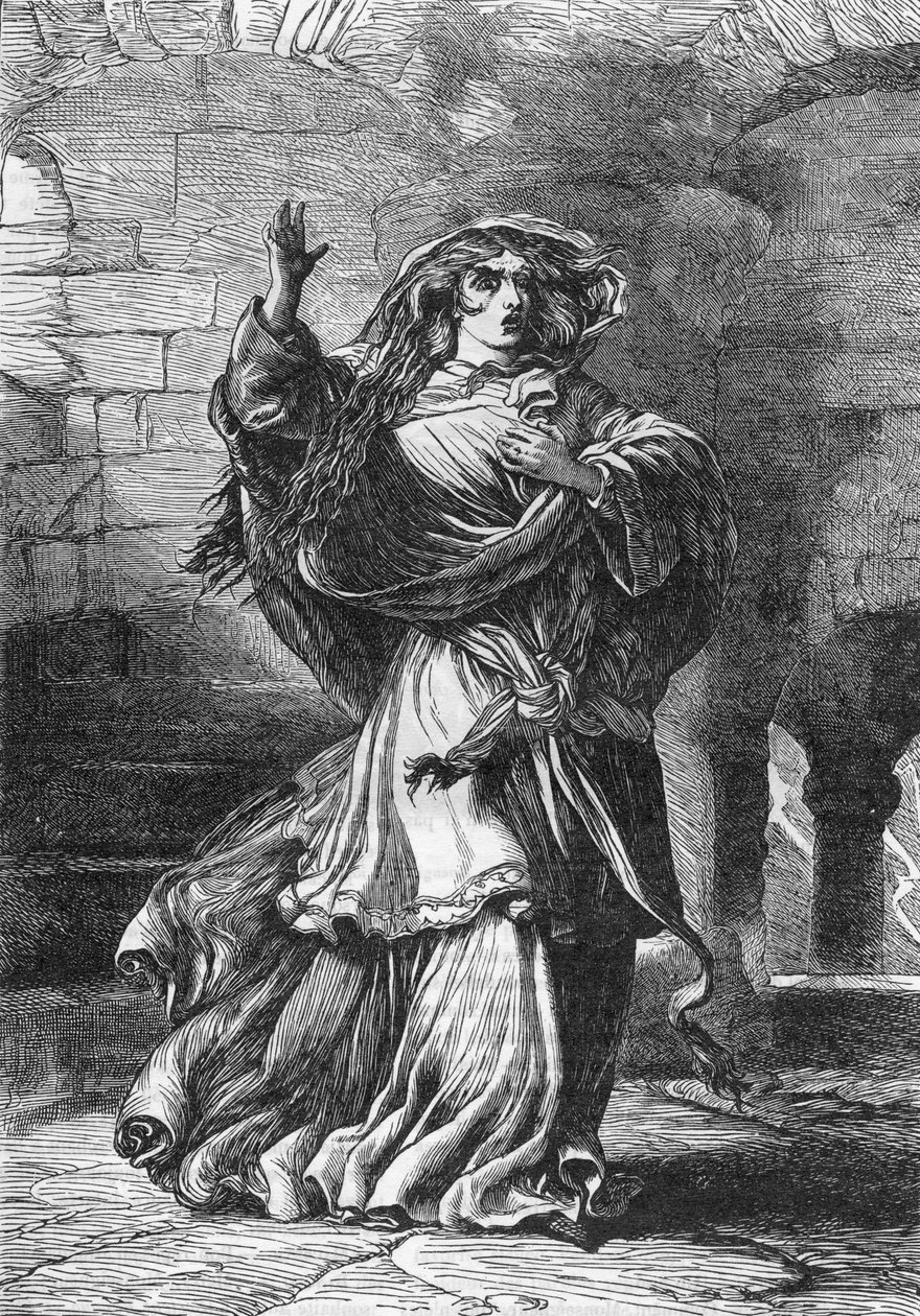 Lady Macbeth (Act II) (Macbeth) – Ilustrace v „“ Completes de William Shakespeare““ 1866 – Ilustrace a obecná forma tohoto vydání jsou vypůjčeny z Cassellova ilustrovaného Shakespeara, vydaného v Londýně od English School