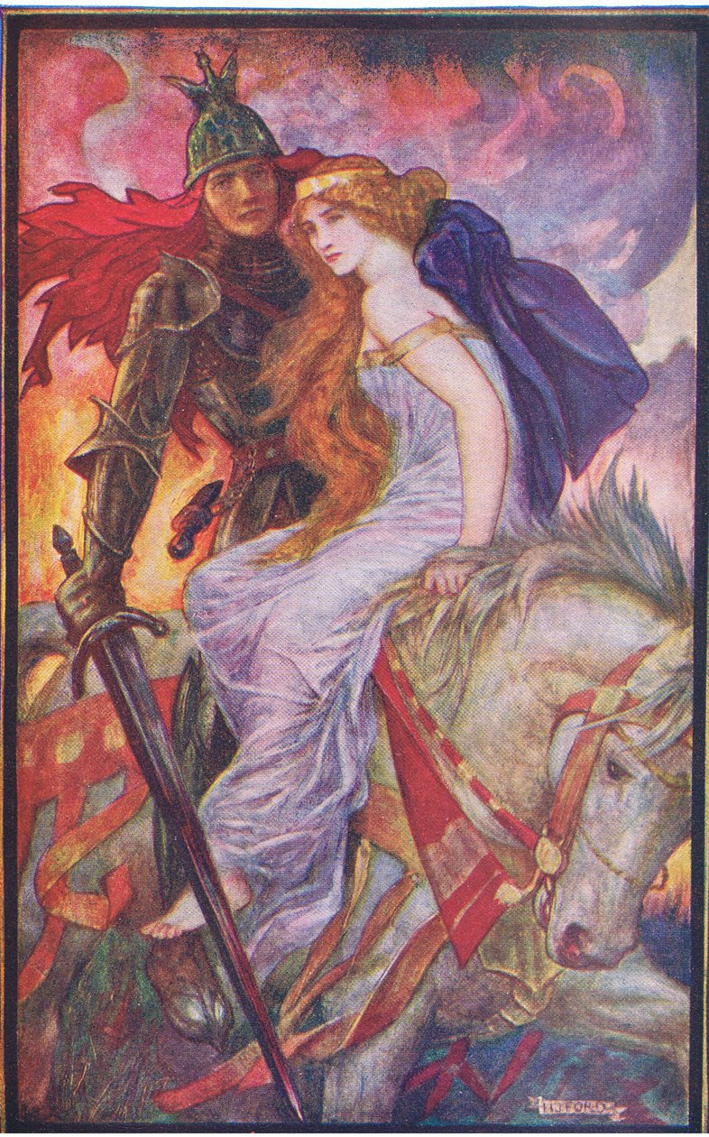 Lancelot nese z Guenevere, ilustrace z 