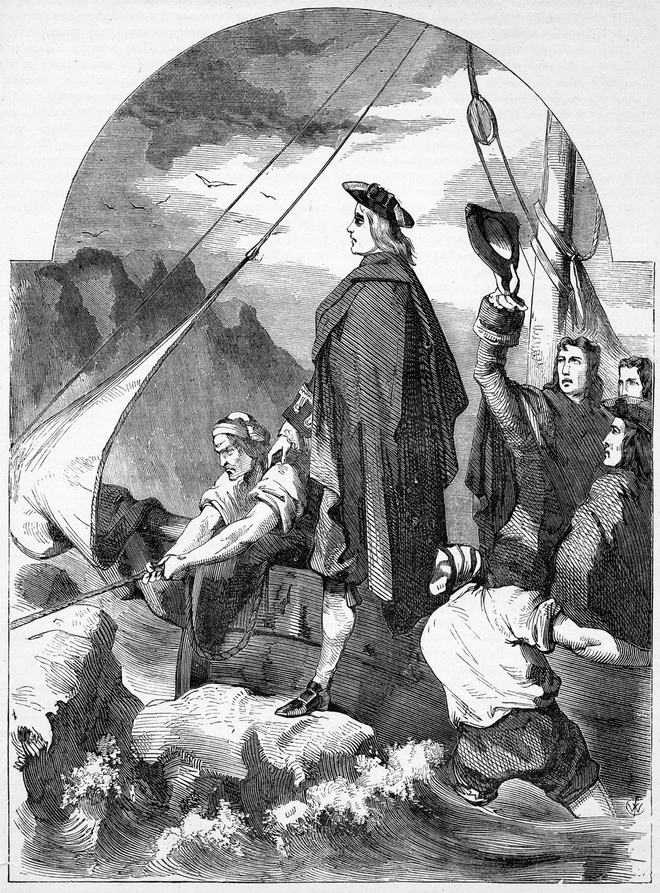Přistání Chevalier de St. George ve Skotsku, ilustrace z 