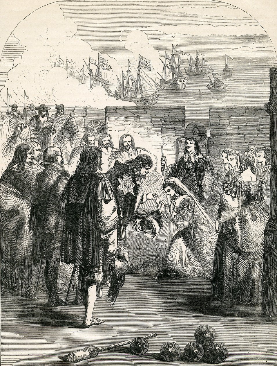 Přistání princezny Henrietty, ilustrace převzata z John Cassells Illustrated History of England, 1857 od English School