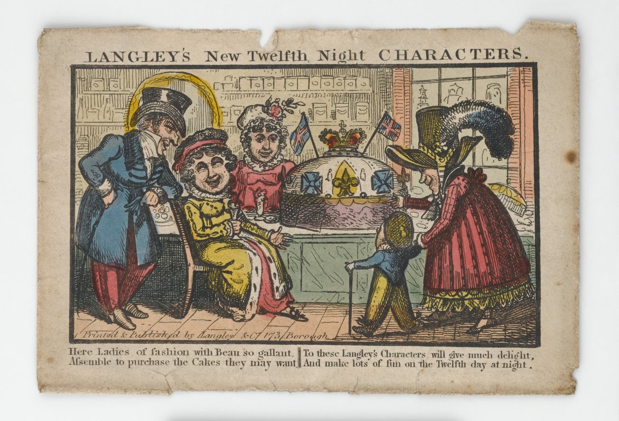 Langleys New Twelfth Night Characters Envelope, 1818 (ručně kolorovaná rytina) od English School