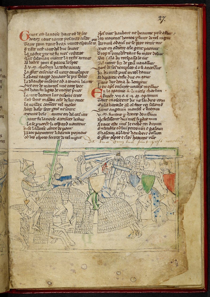 Lansdowne 782 f.27r Bitva mezi jízdními rytíři, z 