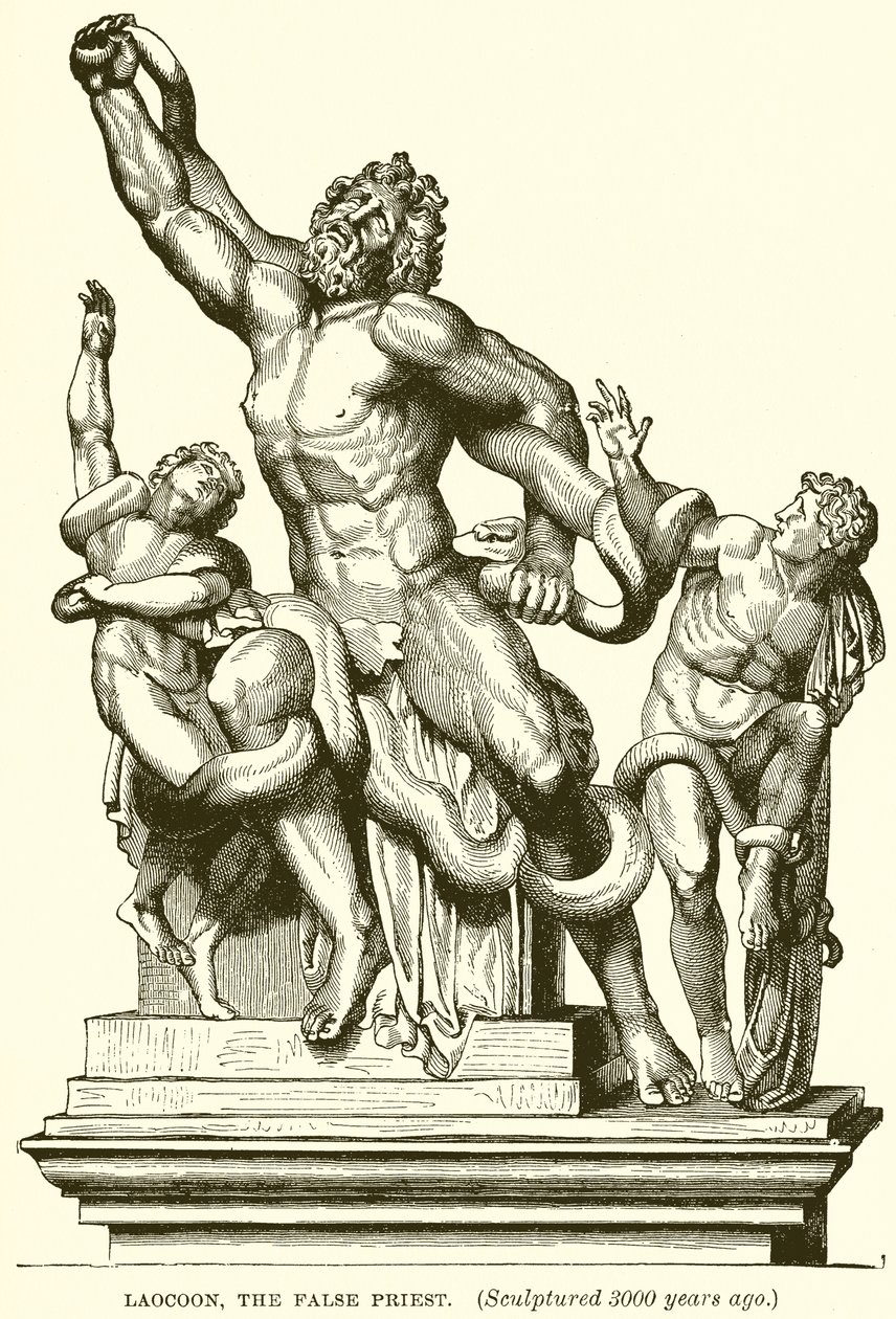 Laocoon, falešný kněz. (Vytesáno před 3000 lety) (rytina) od English School