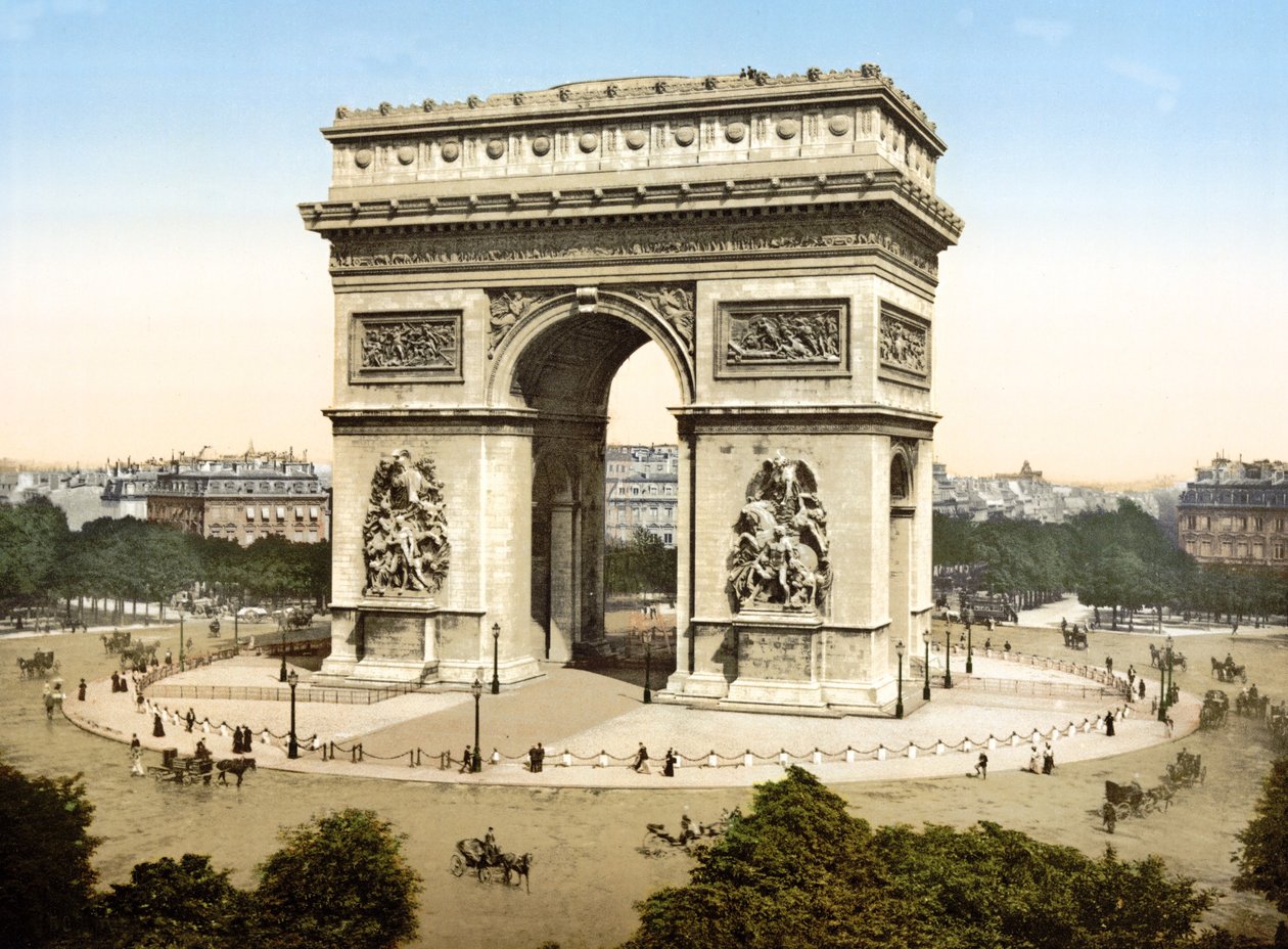 Arc de Triomphe de Letoile, Paříž (ručně kolorovaná fotografie) od English School