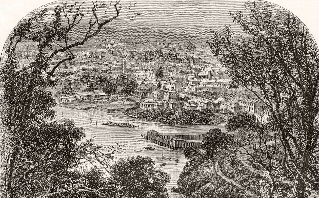Launceston, Tasmánie, kolem roku 1880, z 