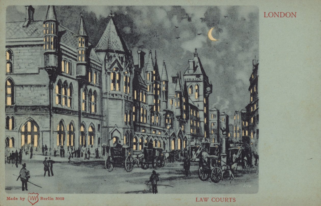 Právnické soudy, Londýn (barevná litografie) od English School