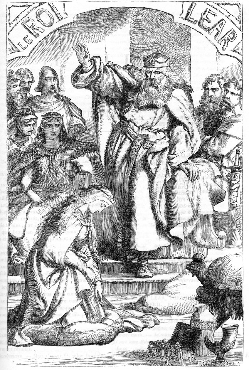 Le Roi Lear - (Král Lear) - Ilustrace v "" Práce dokončené Williamem Shakespearem"" 1866 - Ilustrace a obecná forma tohoto vydání jsou vypůjčeny z Cassellova ilustrovaného Shakespeara, vydaného v Londýně od English School