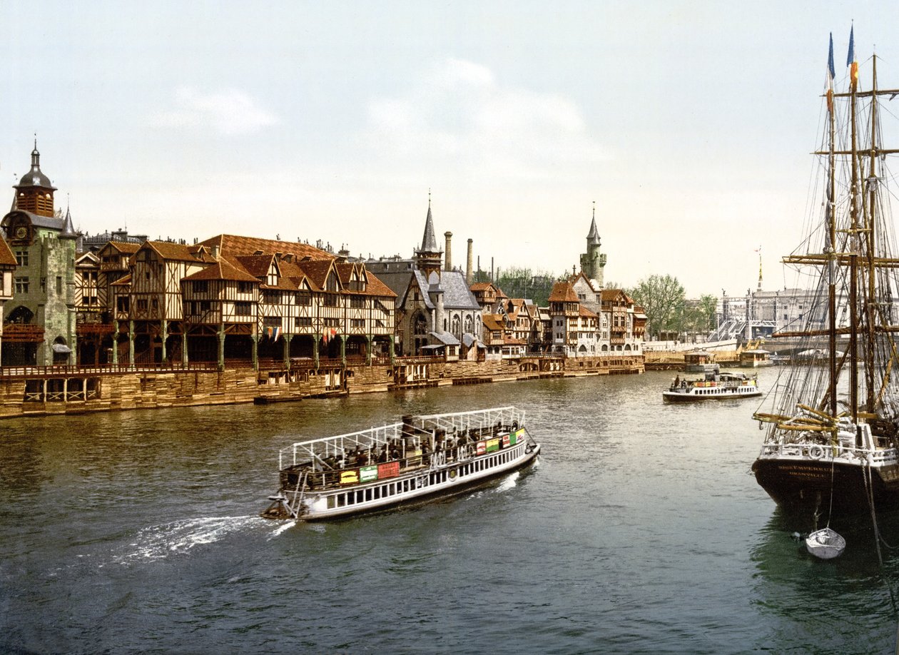 Stará Paříž, výhled na Seinu, Paříž (ručně kolorovaná fotografie) od English School