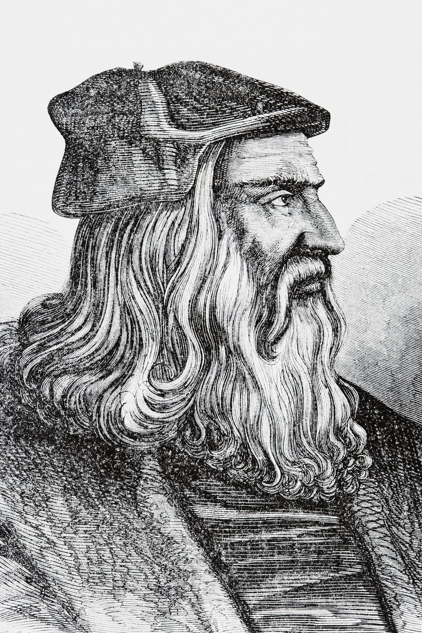 Leonardo Da Vinci (litho) od English School