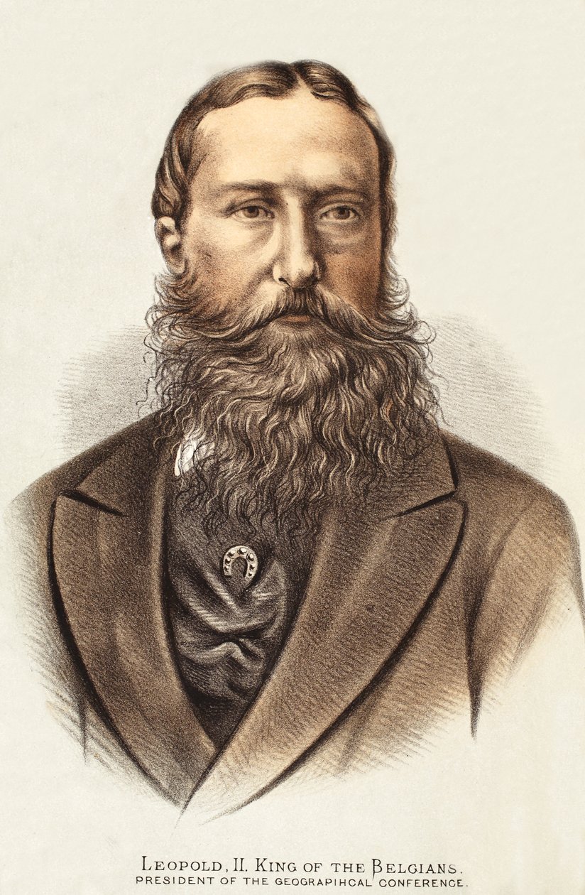 Leopold II., král Belgičanů, ilustrace z Obrazového vydání života a objevů Davida Livingstona od J. Ewinga Richieho, nakl. od A. Fullarton & Co., 1876 od English School