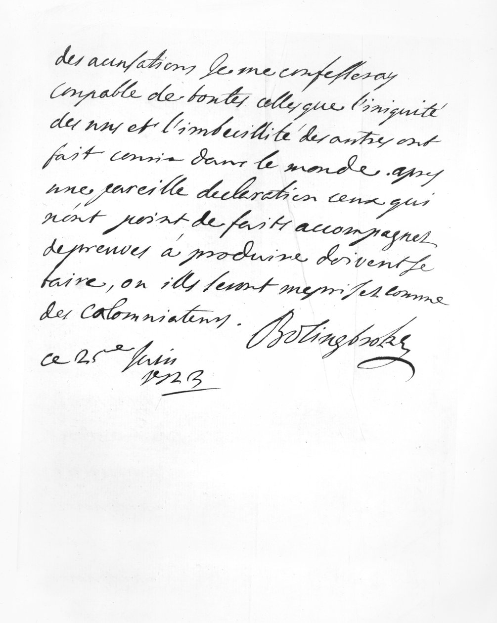 Dopis zaslaný lordem Bolingbrokem abbé Alari (litho) od English School
